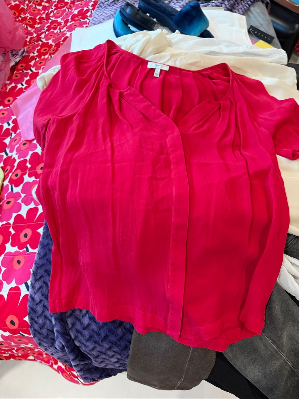 Joie Vibrant Raspberry Short-Sleeve Blouse